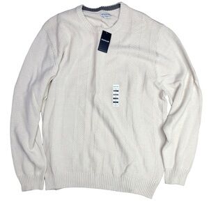 NWT Haggar sweater ivory heather crew neck textured herringbone pattern size XXL